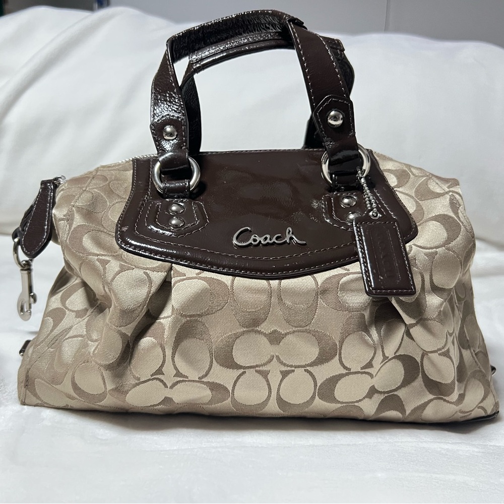 Coach Tan and Brown Signature Bag